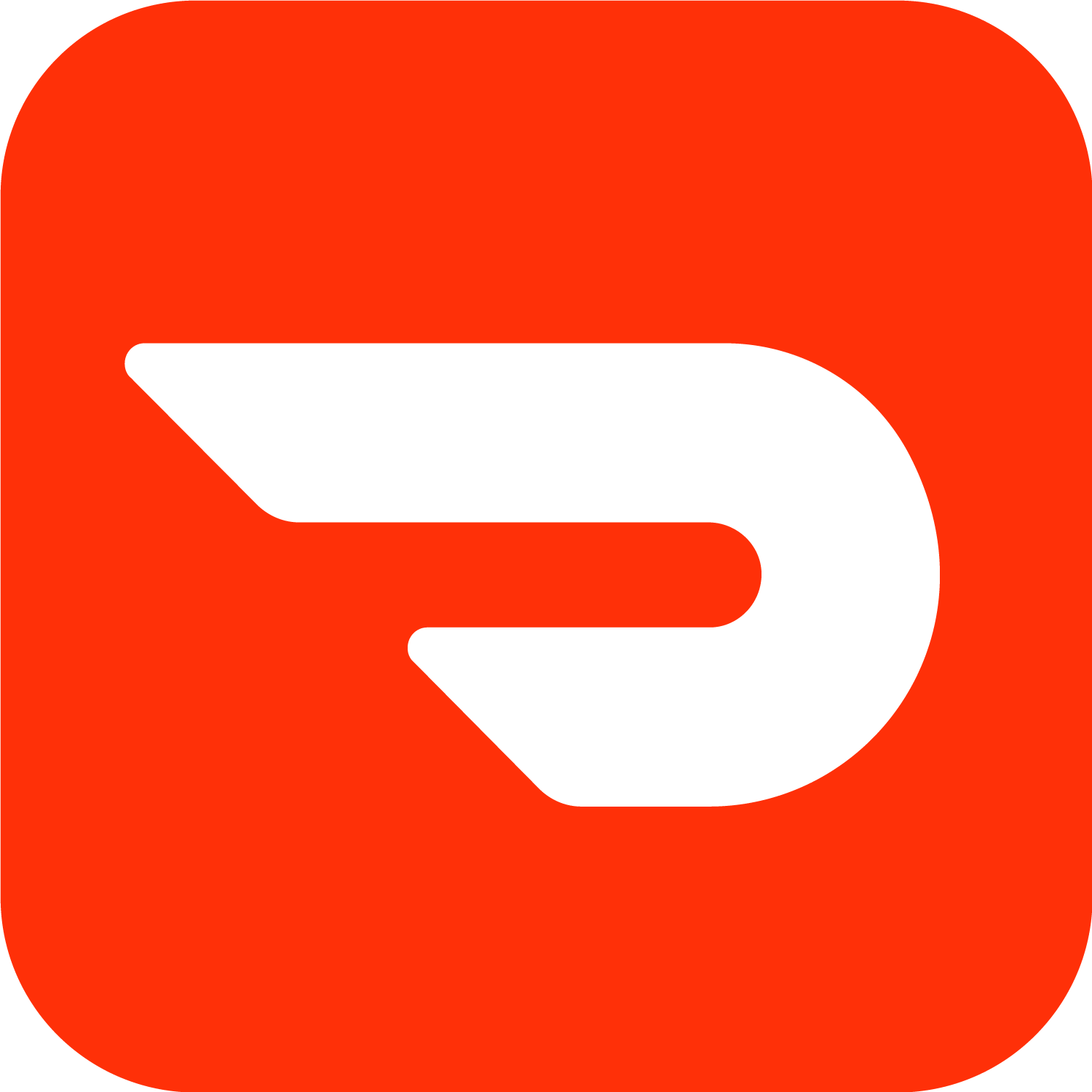 A white stylized wing icon is centered, facing right, against a bright red background with rounded corners.